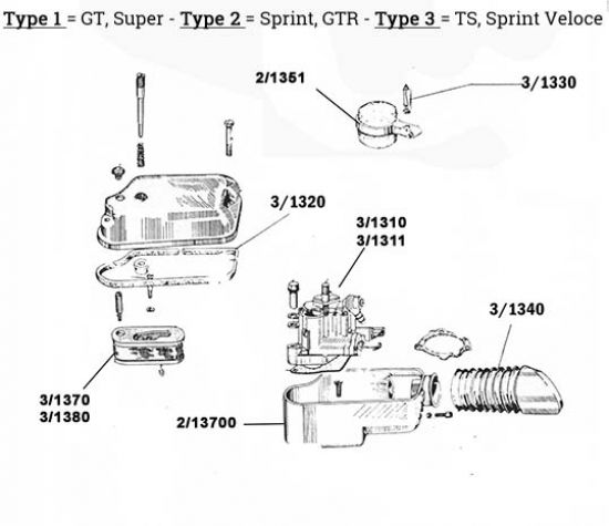 Planche de la catégorie Carburateur, filtre a air